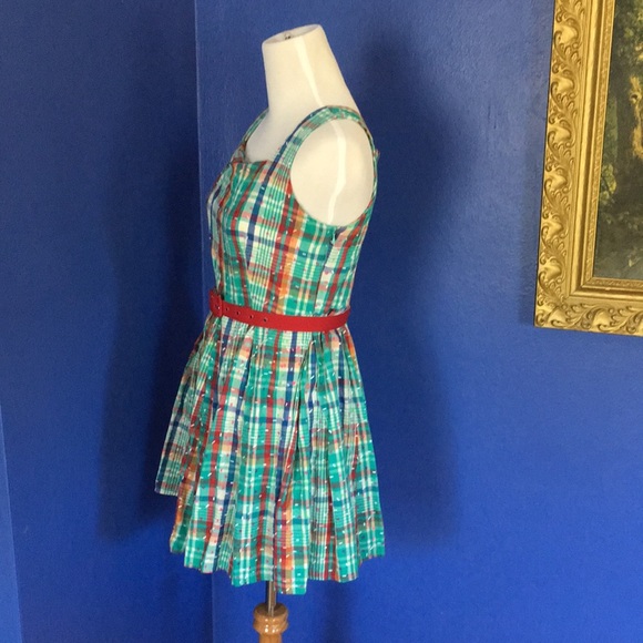 Kling colorful plaid/tartan with sprinkles & hearts cotton dress unique fun 🍩💕 - Picture 3 of 10